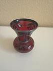 VTG Murano Mini Vase Ruby Red Venetian Glass Silver Overlay Stylish Retro 3.25"T