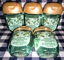 ALL NEW 5-Pack FRESH SPARKLING SNOW PocketBac Sanitizers 1 oz Bath & Body Works