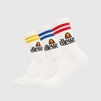 Ellesse Pullo 3er Pack Socken - Weiß mit Kontraststreifen