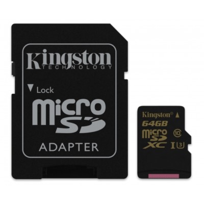 Kingston SDCG/64GB microSDHC Class U3 UHS-I 90R/45W + SD Adapter 