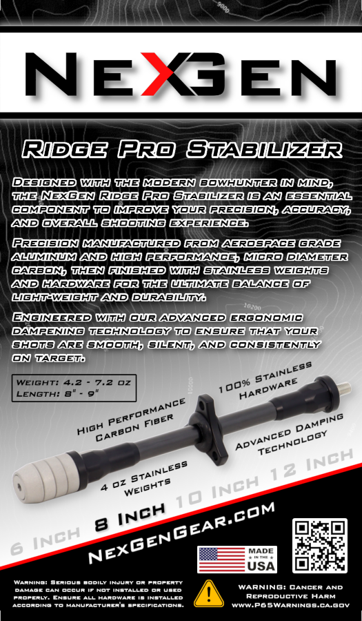 Ridge Lock Pro NexGen Archery - Bow Hunting Stabilizer - Ridge Pro - 8