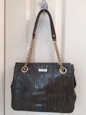 NEW Minty Kate Spade Chain Croc Sholder Bag. Sage Patent w/ Gold Chain Hardware