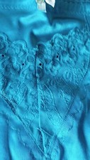 Vtg Jolie Intimates Embroidered Lace Brief Granny Panties Womens XXL Shaper Teal