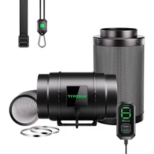 VIVOSUN AeroZesh G8 8'' 725 CFM Inline Duct Fan w/E12,Carbon Filter & Ducting