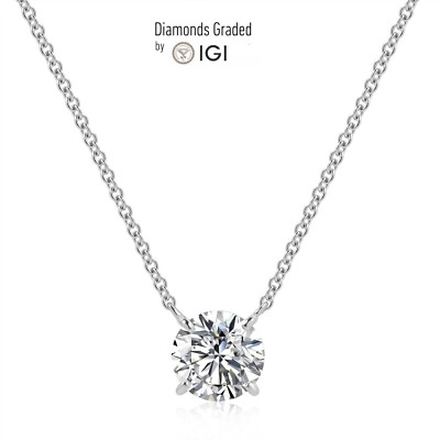 1,50 ct E VVS2 IGI Lab Grown Diamant Collier 950 Platin Rundschliff Geschenkfertig