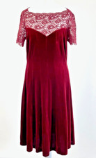 Women's, Marks And Spencer, Dress, UK 8, Maroon, Lace, Velvet, Evening, Formal