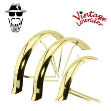 Vintage Lowrider 20" Flared Ducktail Standard Trike Hollow Hub Gold Fender Set.