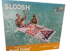 Sloosh Pool Lounge Floating Beer Pong Table Inflatable Cooler Raft Patriotic USA