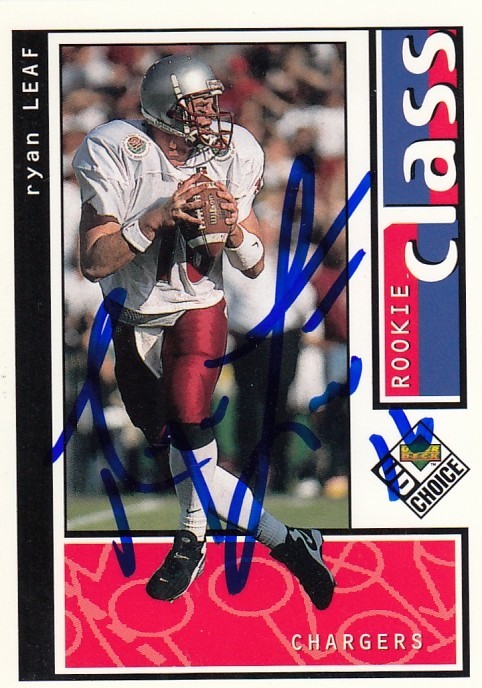 San Diego Chargers Ryan Leaf Signed Autograph IP 1998 UD Collectors Choice RC