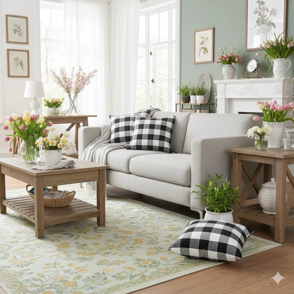 Elegant 4 pcs 18"x18" Black and White Buffalo Check Throw Pillow Covers. - Image 3 of 4