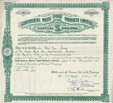 Continental Waste Food Products Limited, 1929