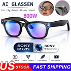 AI Smart Glasses Photochromic Camera Glasses Bluetooth Music Voice Assistant