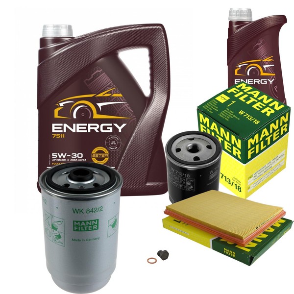 Mann Inspektionspaket 6L Mannol Energy 5W-30 FüR Opel Kadett E Combo 1.7 D-image