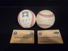 Jim Rice & Carl Yastrzemski Signed COA/DNA Baseball Inscriptions Hard Glass Case