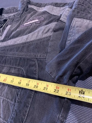 BoohooMAN Men's Y2K Boxy Denim Moto Appliqué Biker Jacket Size S NWT image 5