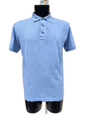 Valentino Herren Poloshirt XL 52 blau grau meliert Baumwolle klassische Passform