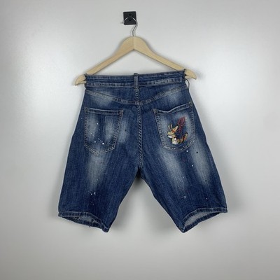 Dsquared2 Icon Denim Shorts Herren Größe 56 Blau Gesticktes Logo Made In Italy