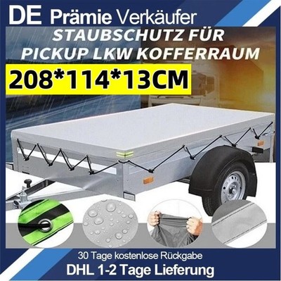 Abdeckplane 208x114cm für Stema PKW Anhänger Flachplane Hängerabdeckung mit Seil