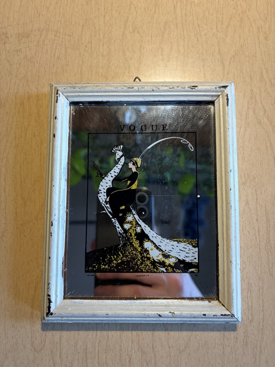 Vogue Mirror Art Nouveau Lady on Peacock Late April 1918 Magazine