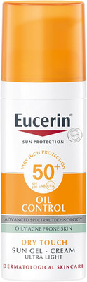 Eucerin Oil Control Sonnengel-Creme Dry Touch LSF 50+ 50 ml, unparfümierter Sonnenschutz