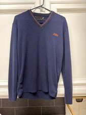 VTG 80s Fedex Federal Express Heavy Knitted V-Neck Sweater Employee L Acrylic