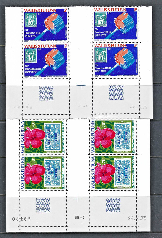 Wallis & Futuna 1979 #C90-93 Corner Block of 4 Gutter Pairs MNH Sir Rowland Hill