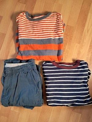 Johnny Boden Cargo Shorts marine + 2 Langarmshirts in 176 geringelt Jungen