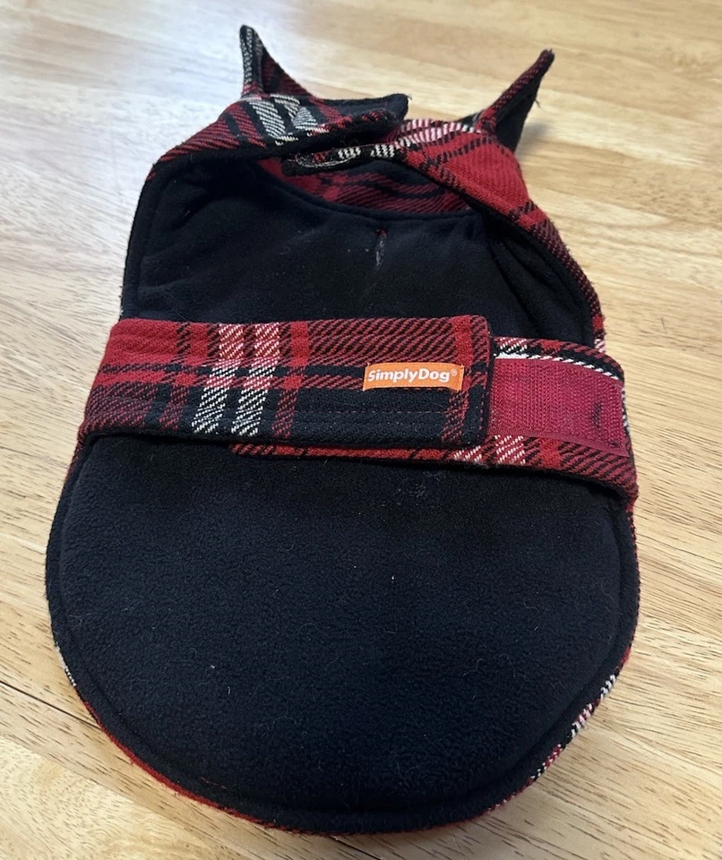 Abrigo Chaqueta A Cuadros SimplyDog Invierno Rojo y Negro Pequeño Mezcla Lana/Poliéster Usado Foto 3 de 4