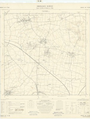 Ordnance Survey SP79SW Leics Foxton Tur East West Thorpe Langton 1967 old map