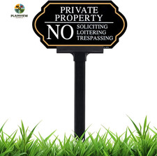 Private Property No Trespassing Sign with Stake, No Soliciting Sign for House 5X
