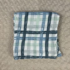 Aden  Anais Plaid Baby Swaddle Blanket Blue Green White Muslin Cotton Lovey