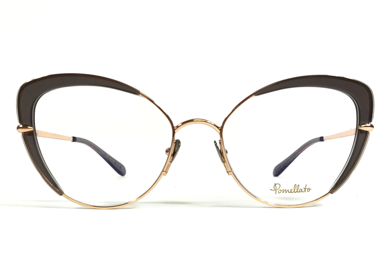 Pomellato Eyeglasses Frames PM0125O 001 Gray Rose Gold Oversized 54-18-140