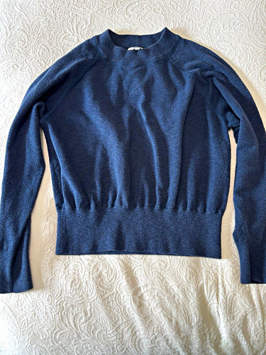 Madewell Blue Ribbed Knit Crew Neck Raglan Long Sleeve Pullover Sweater S