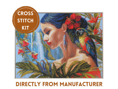 Aine Counted Cross Stitch Kit A1027 Mother Nature. Tropics-Girl in Bright Colors