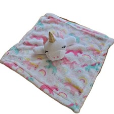 Cribmates Unicorn Baby Lovey Security Blanket Plush Stuffed Animal White Rainbow