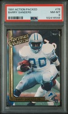 1991 ACTION PACKED #78 BARRY SANDERS PSA 8 DETROIT LIONS HOF FOOTBALL CARD