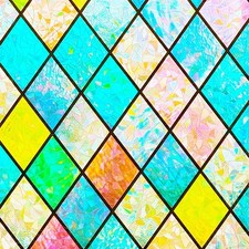 Colorful Stained Glass Window Film 3D Prism Sliding Door Privacy Covering Sta...