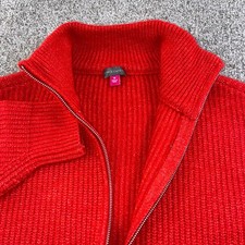 Vince Camuto 1/2 Zip Ribbed Knit Sweater Red Womens M Pullover Sweater Casual