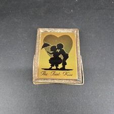 Vintage 1950s "The First Kiss" Silhouette Framed Vanity Mirror USA Made Retro