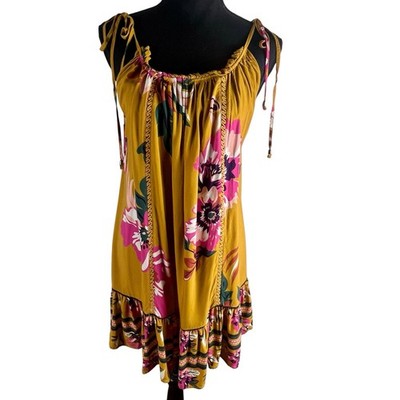 Maaji Romantic Buttercup Magnolia Floral Sundress Sz M Viscose Strappy CoverUp