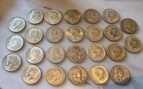 Lot of 25 US Silver Half Dollars