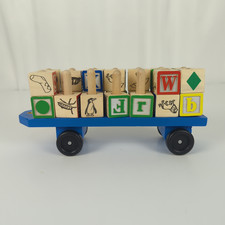 Melissa  Doug Alphabet Blocks Wooden trailer and blocks, partial, free shipping