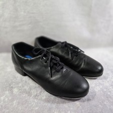 Capezio CG16 Leather Flex Master Tap Shoe Lace Up Split Sole Women's 10 BLACK