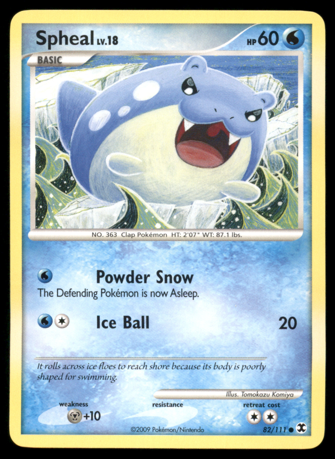 Spheal 82/111 Rising Rivals Regular Non Holo 2009 Pokemon Card Light Played LP