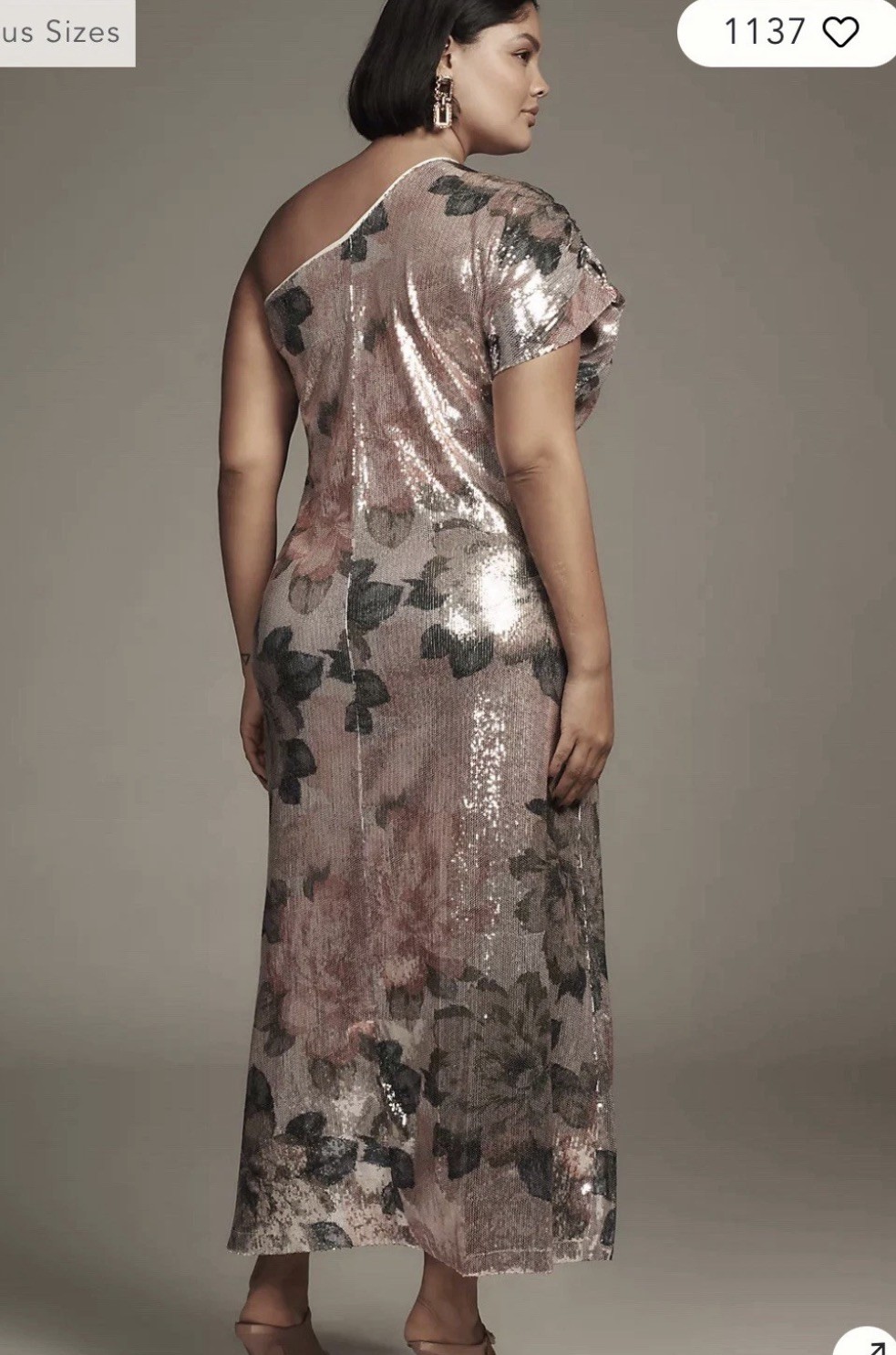 Anthropologie 3X PORRIDGE one shoulder sequin Maxi dress Pink!