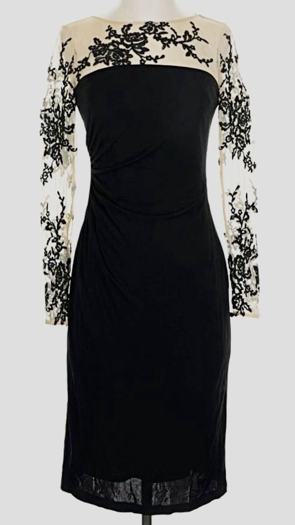 David Meister black embroidered cocktail dress From NM SIZE 12