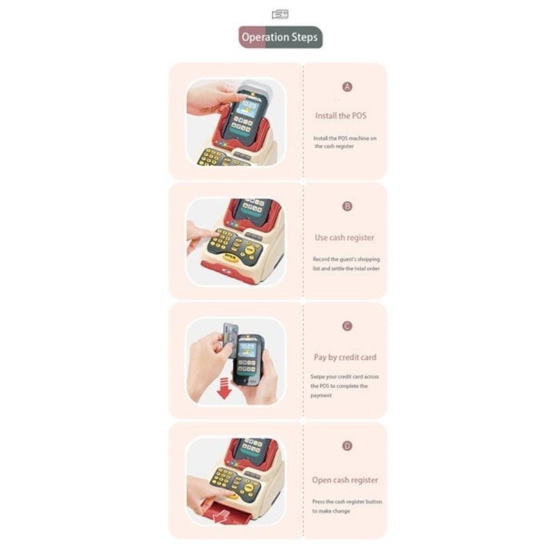 как выглядит Supermarket Play Set W/ Shopping Cart Grocery Cash Register Toy Kids 3-7 Plastic фото