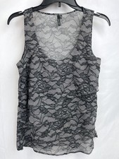 Maurices Blouse Women Small Black Lace Layered Tank Floral WimsyGoth Fairy