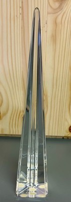 Baccarat France Clear Crystal 10  Obelisk Tower Sculpture Signed Vintage