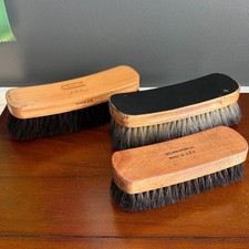 Vintage Horsehair Shoe Brush Lot 3 Cadillac Pro Nelco 81 Wood Handle Boot Polish
